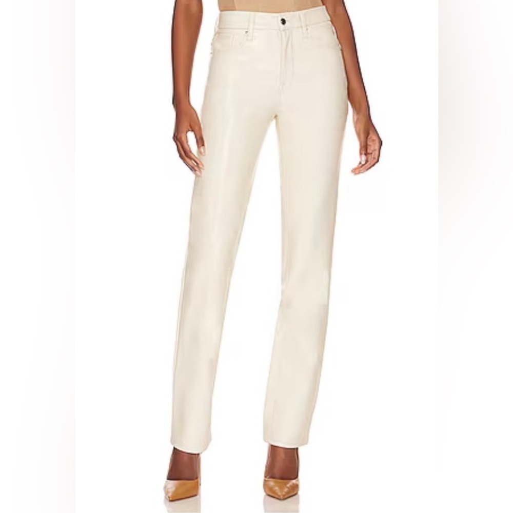 Good American NWT sz0 Better Than Leather Good Icon Straight-Leg pants $178 msrp